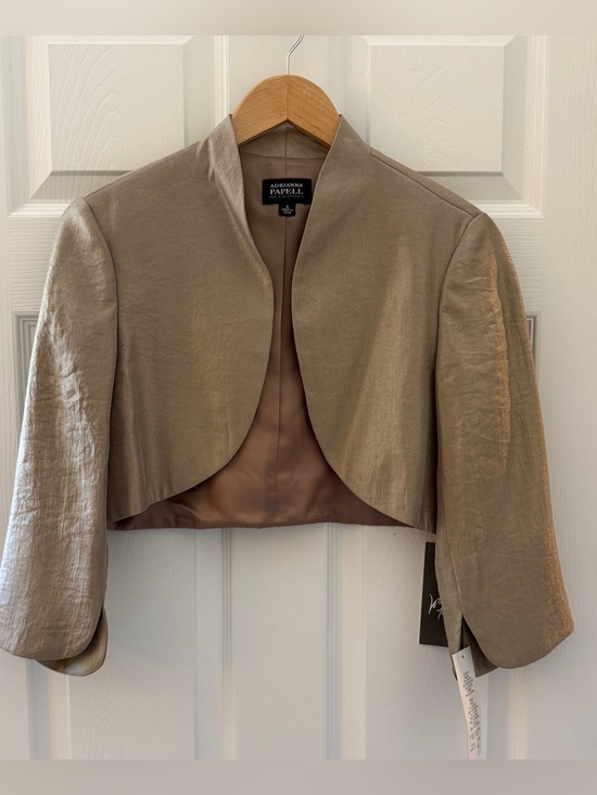 Adrianna Papell Jackets & Blazers - NWT*Adrianna Papell Champagne Formal Evening Shimmery Bolero Crop Jacket Size 8